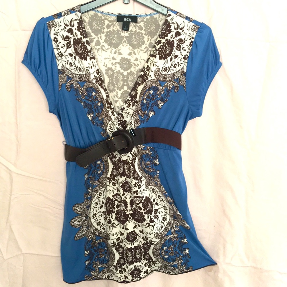 BCX Belted Short-Sleeved Top